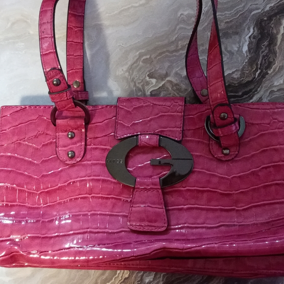 Guess Handbags - Guess pink faux patent leather purse